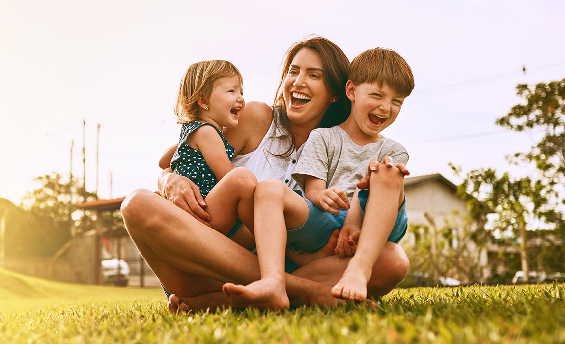 Young family spending time together outdoors